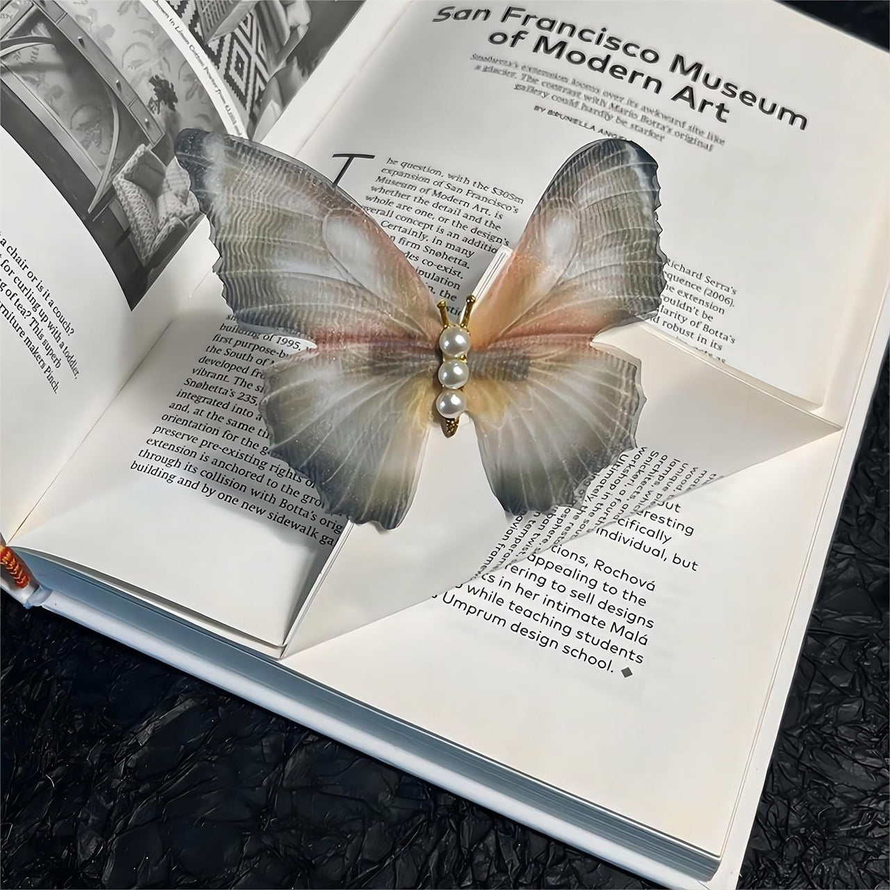 Chic Pearl Charm Sheer Mesh Butterfly Hair Clip - ArtGalleryZen