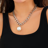 Thumbnail for Chic Dangling Pearl Curb Chain Necklace - ArtGalleryZen