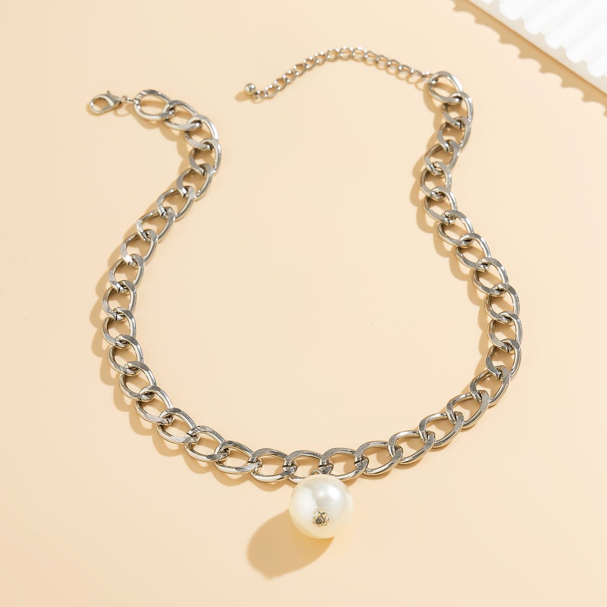 Chic Dangling Pearl Curb Chain Necklace - ArtGalleryZen