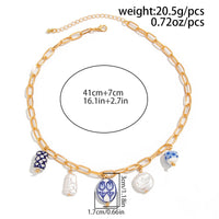 Thumbnail for Chic Pearl Floral Heart Ceramics Pendant Cable Chain Necklace - ArtGalleryZen