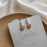 Thumbnail for Chic Pearl Heart Dangle Earrings - ArtGalleryZen