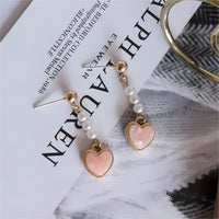 Thumbnail for Chic Pearl Heart Dangle Earrings - ArtGalleryZen