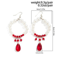 Thumbnail for Chic Pearl Hoop Dangle Crystal Blood Drop Earrings - ArtGalleryZen