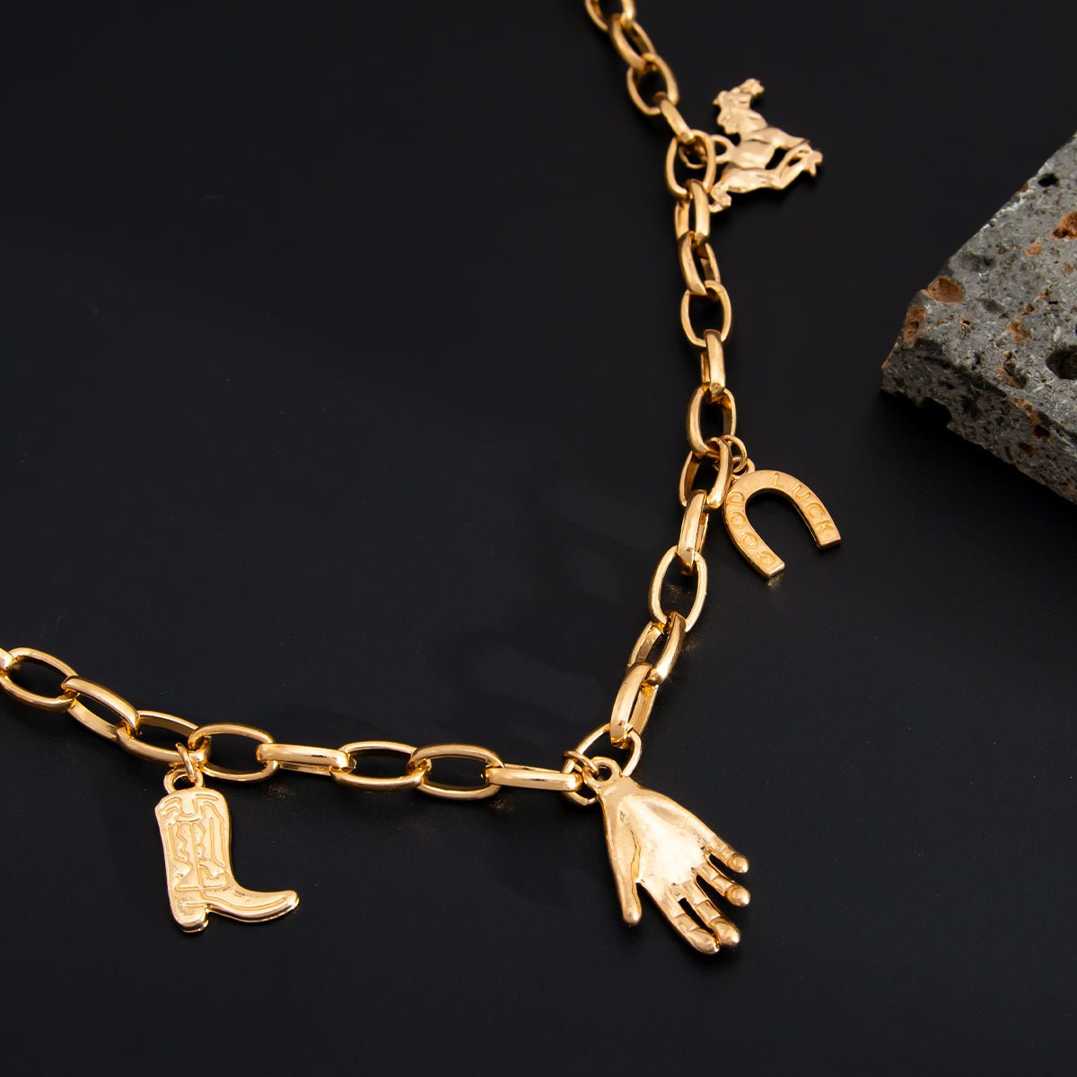 Chic Pearl Inlaid Cross Cowboy Hat Cactus Pendant Trouser Chain - ArtGalleryZen