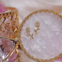 Thumbnail for Chic Pearl Inlaid Crystal Tulip Earrings - ArtGalleryZen