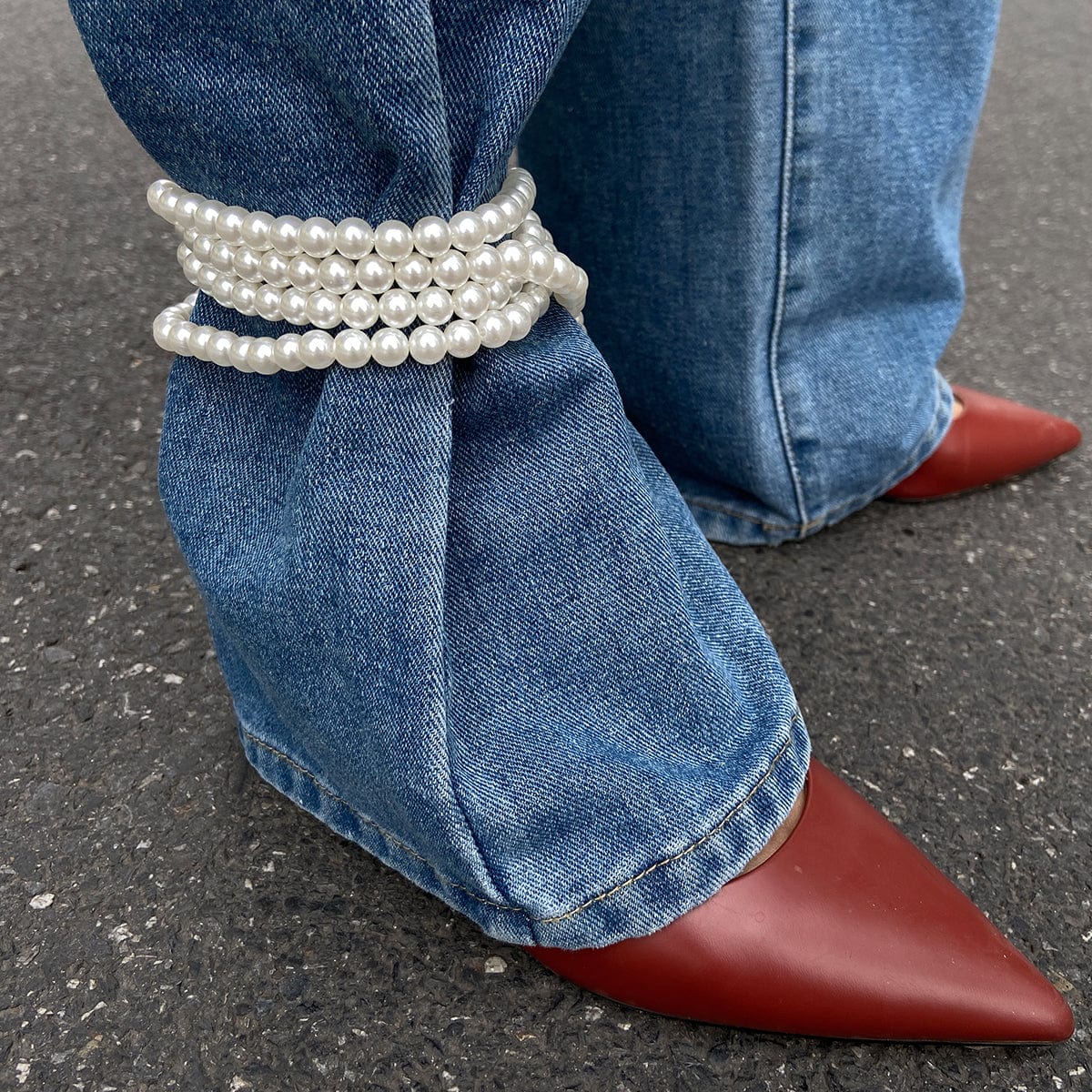 Chic Pearl Long Chain Anklet - ArtGalleryZen