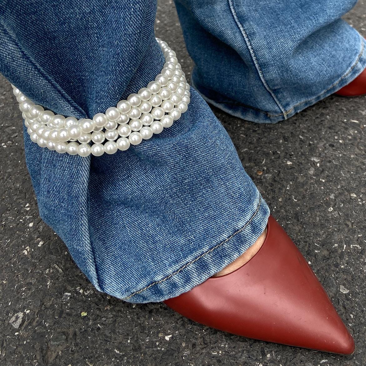 Chic Pearl Long Chain Anklet - ArtGalleryZen