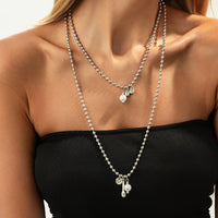 Thumbnail for Chic Pearl Round Disk Pendant Ball Chain Necklace Set - ArtGalleryZen