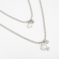 Thumbnail for Chic Pearl Round Disk Pendant Ball Chain Necklace Set - ArtGalleryZen