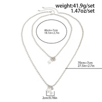 Thumbnail for Chic Pearl Round Disk Pendant Ball Chain Necklace Set - ArtGalleryZen