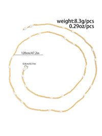 Thumbnail for Chic Pearl Square Beaded Long Chain Necklace - ArtGalleryZen