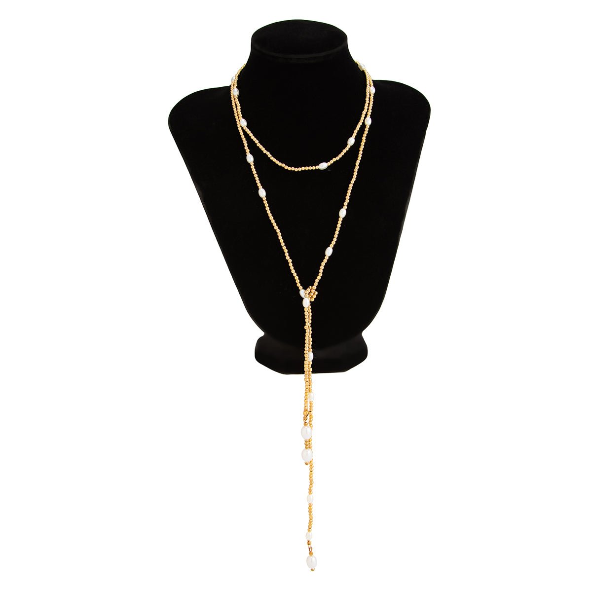 Chic Pearl Square Beaded Long Chain Necklace - ArtGalleryZen