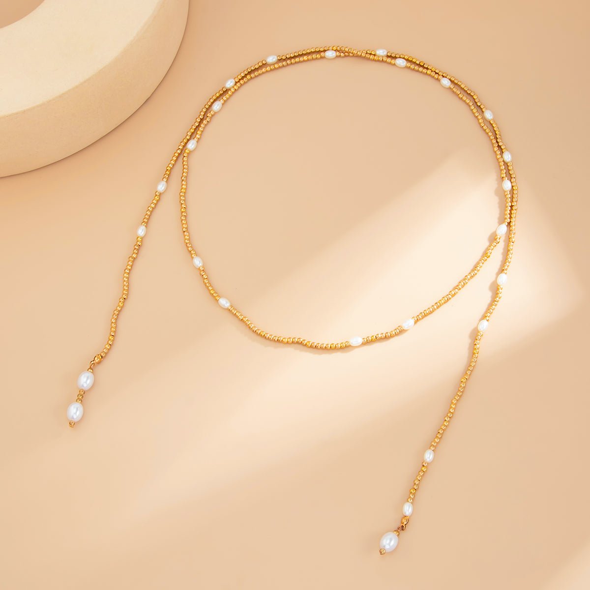 Chic Pearl Square Beaded Long Chain Necklace - ArtGalleryZen