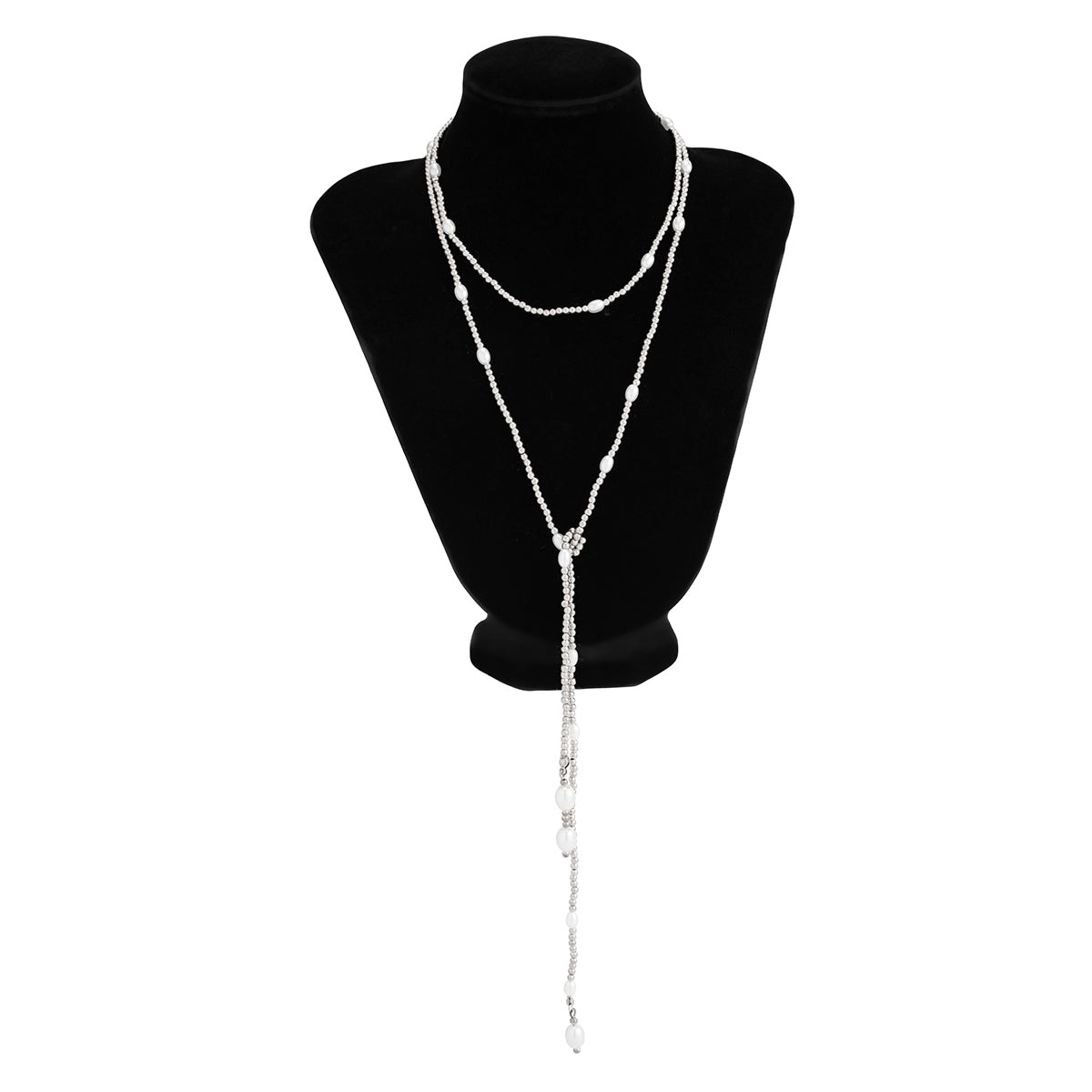 Chic Pearl Square Beaded Long Chain Necklace - ArtGalleryZen