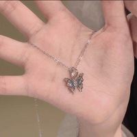 Thumbnail for Chic Pink Blue Gradient Enamel Butterfly Necklace - ArtGalleryZen