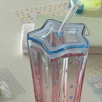 Thumbnail for Chic Pink Blue Gradient Lucky Star Crystal Cup - ArtGalleryZen