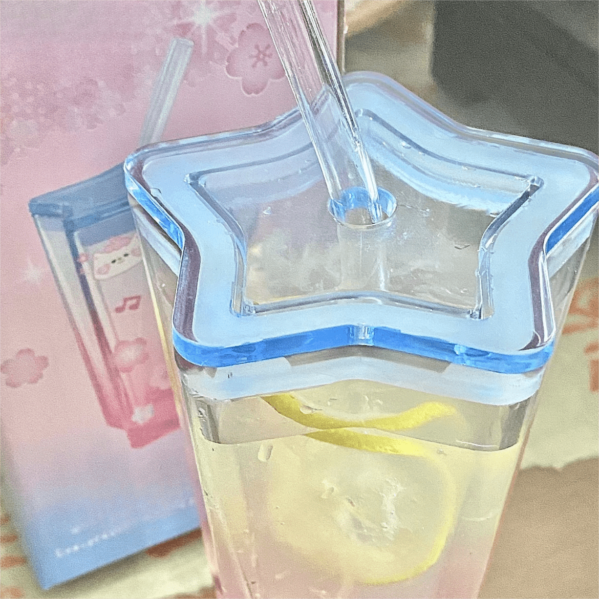 Chic Pink Blue Gradient Lucky Star Crystal Cup - ArtGalleryZen