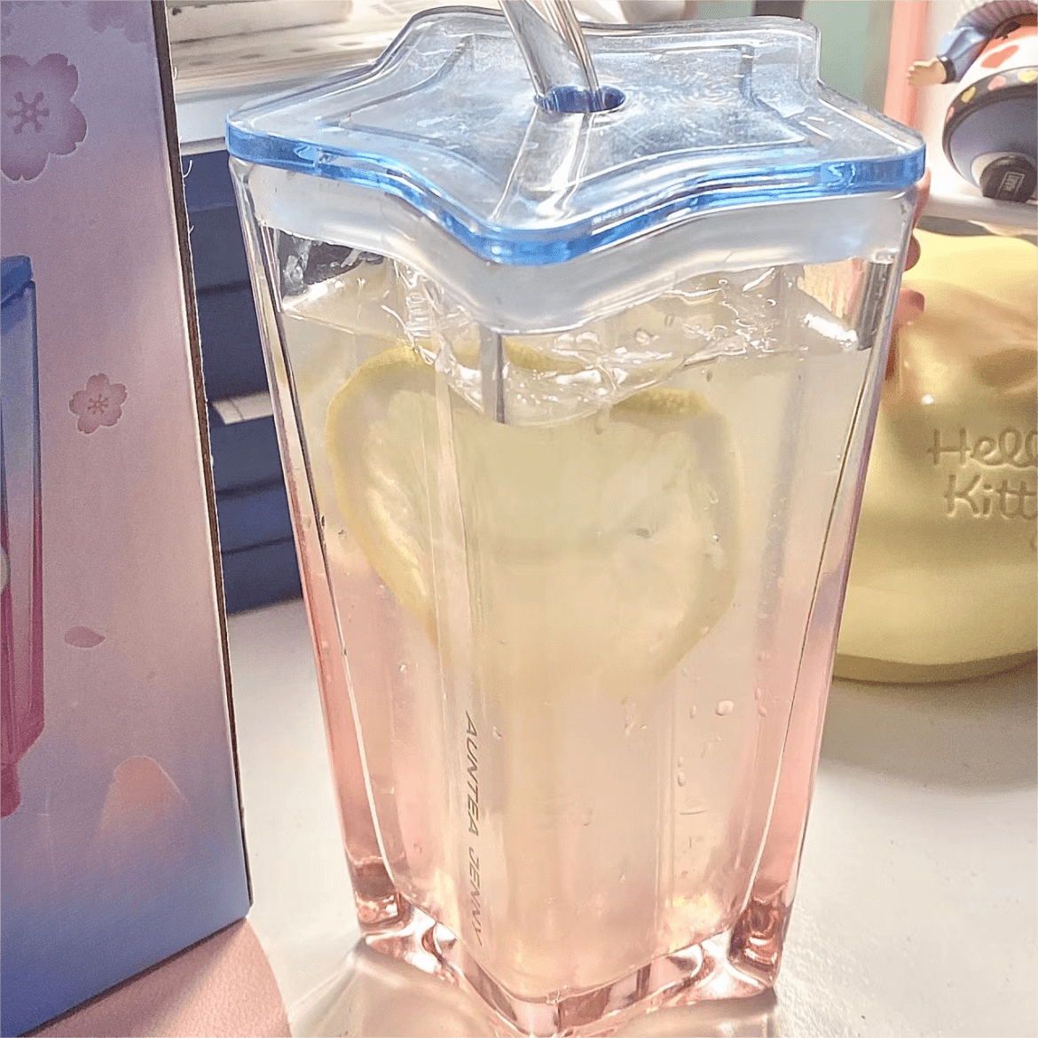 Chic Pink Blue Gradient Lucky Star Crystal Cup - ArtGalleryZen