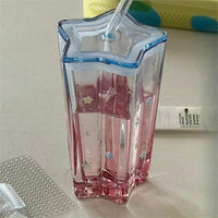 Thumbnail for Chic Pink Blue Gradient Lucky Star Crystal Cup - ArtGalleryZen