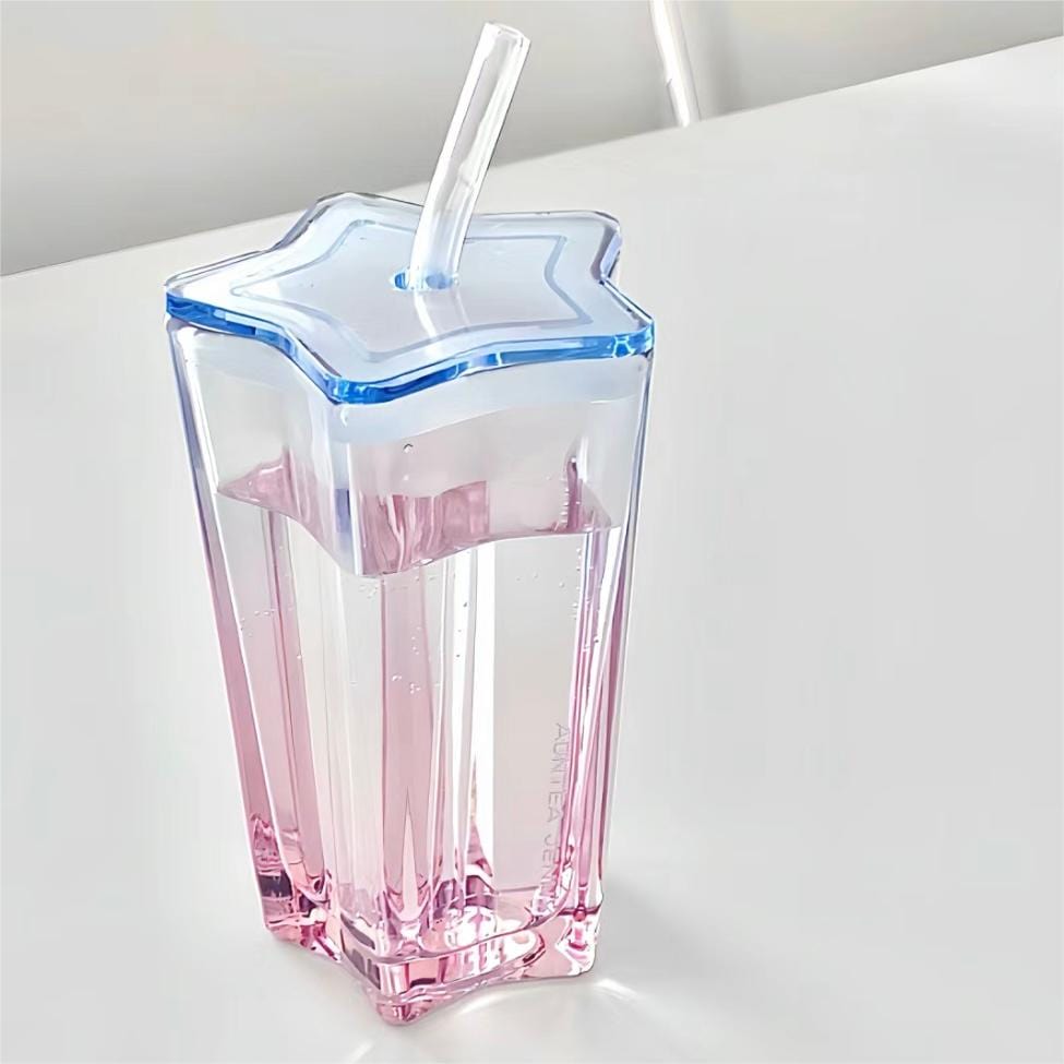 Chic Pink Blue Gradient Lucky Star Crystal Cup