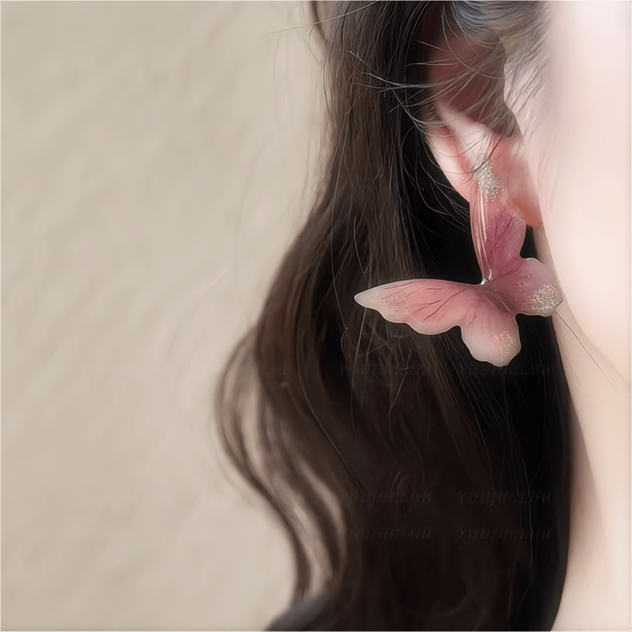 Chic Pink Butterfly Dangle Earrings - ArtGalleryZen