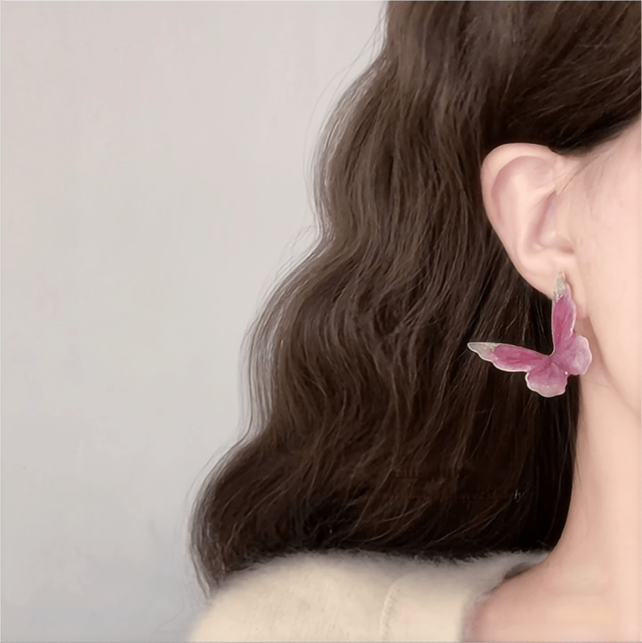 Chic Pink Butterfly Dangle Earrings - ArtGalleryZen