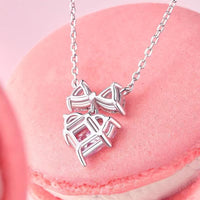 Thumbnail for Chic Pink Crystal Bowknot Heart Necklace - ArtGalleryZen