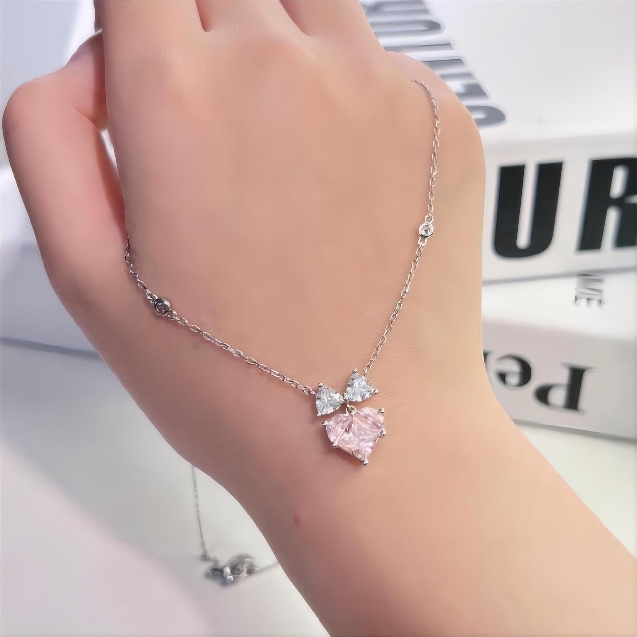 NOT FADE Small Pink Crystal Charm Necklace Chain Gold Color 316L Stainless  Steel Women Party Jewelry - AliExpress