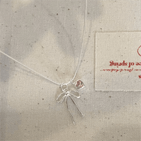 Thumbnail for Chic Pink Crystal Heart Bowknot Pendant Necklace - ArtGalleryZen