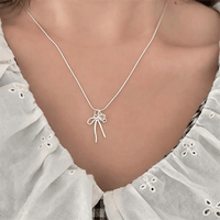 Thumbnail for Chic Pink Crystal Heart Bowknot Pendant Necklace - ArtGalleryZen