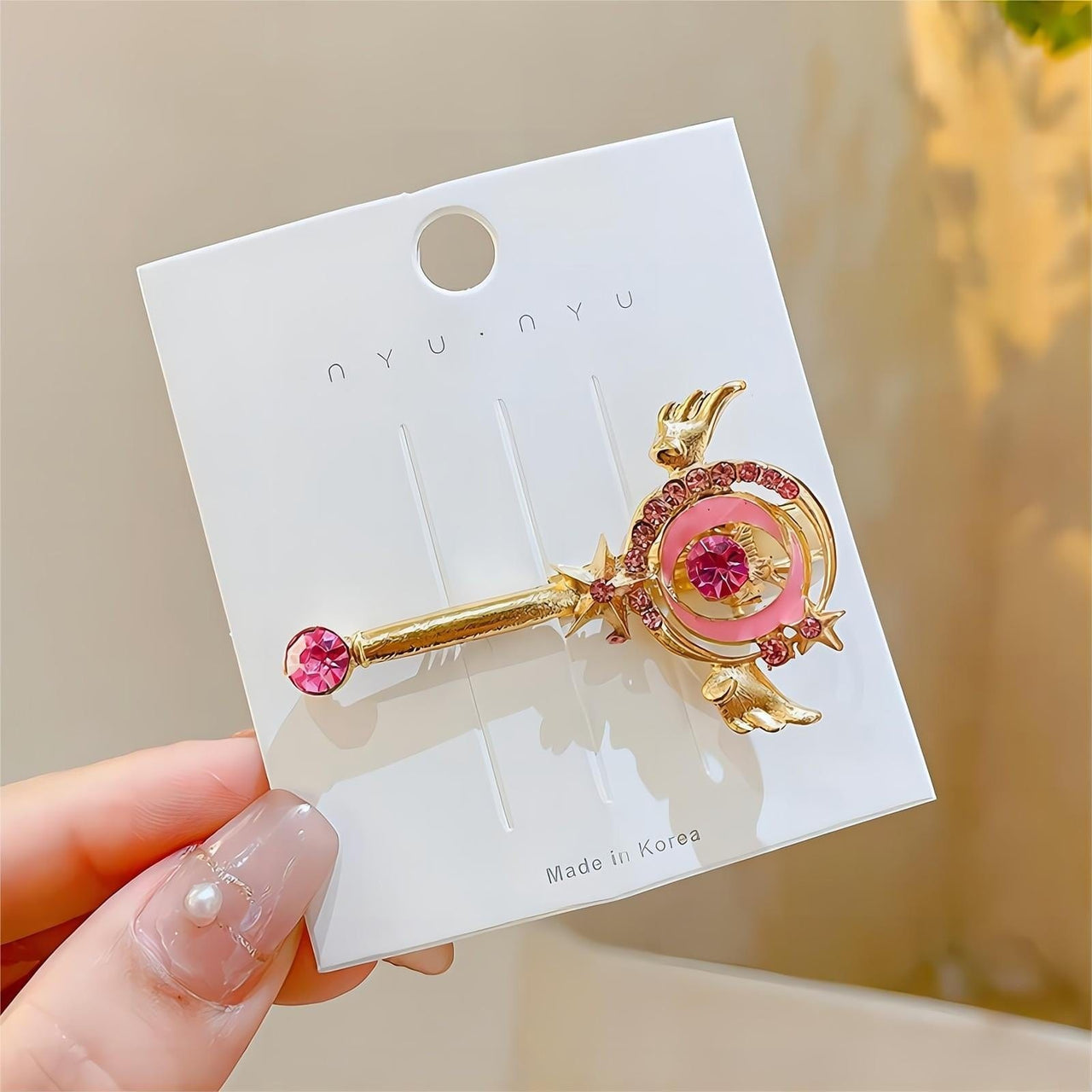 Chic Pink CZ Inlaid Sailor Moon Hair Clip - ArtGalleryZen