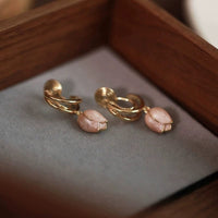 Thumbnail for Chic Pink Enamel Tulip Hoop Earrings - ArtGalleryZen