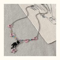 Thumbnail for Chic Pink Heart Star Kitty Pendant Necklace - ArtGalleryZen