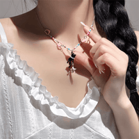 Thumbnail for Chic Pink Heart Star Kitty Pendant Necklace - ArtGalleryZen