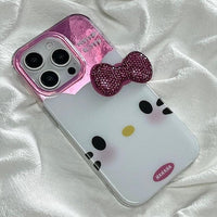 Thumbnail for Chic Pink Rhinestone Bowknot Hello Kitty Phone Case