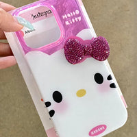 Thumbnail for Chic Pink Rhinestone Bowknot Hello Kitty Phone Case