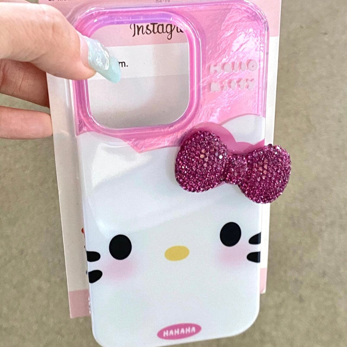 Chic Pink Rhinestone Bowknot Hello Kitty Phone Case