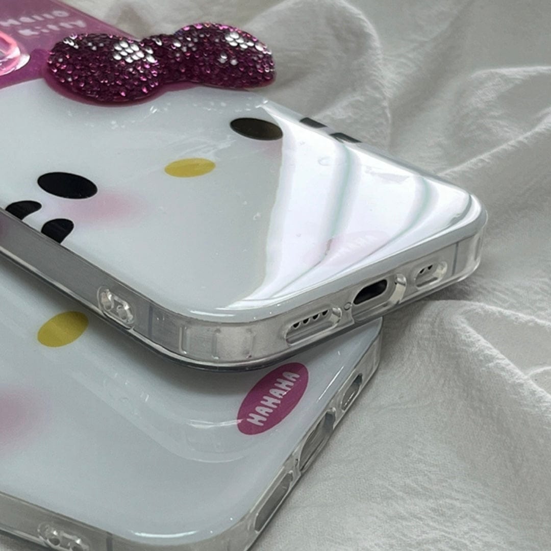 Chic Pink Rhinestone Bowknot Hello Kitty Phone Case