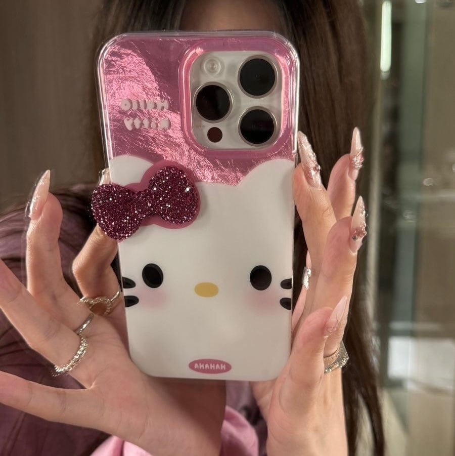 Chic Pink Rhinestone Bowknot Hello Kitty Phone Case