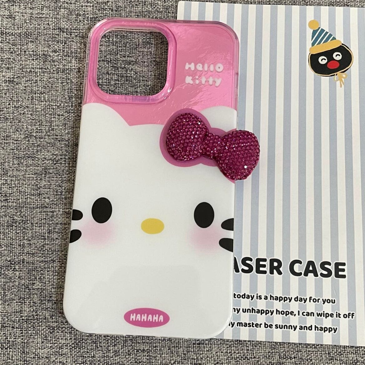 Chic Pink Rhinestone Bowknot Hello Kitty Phone Case