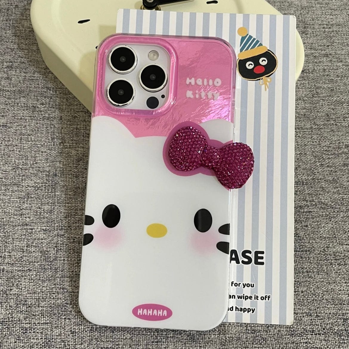 Chic Pink Rhinestone Bowknot Hello Kitty Phone Case