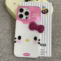 Thumbnail for Chic Pink Rhinestone Bowknot Hello Kitty Phone Case