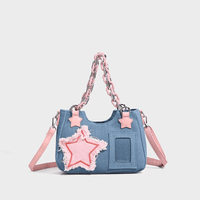 Thumbnail for Chic Pink Star Acrylic Chain Denim Shoulder Crossbody Bag - ArtGalleryZen