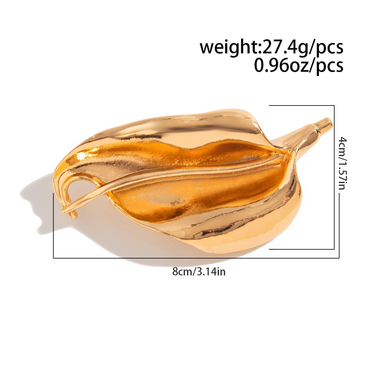 Chic Pleated Leaf Pin Brooch - ArtGalleryZen