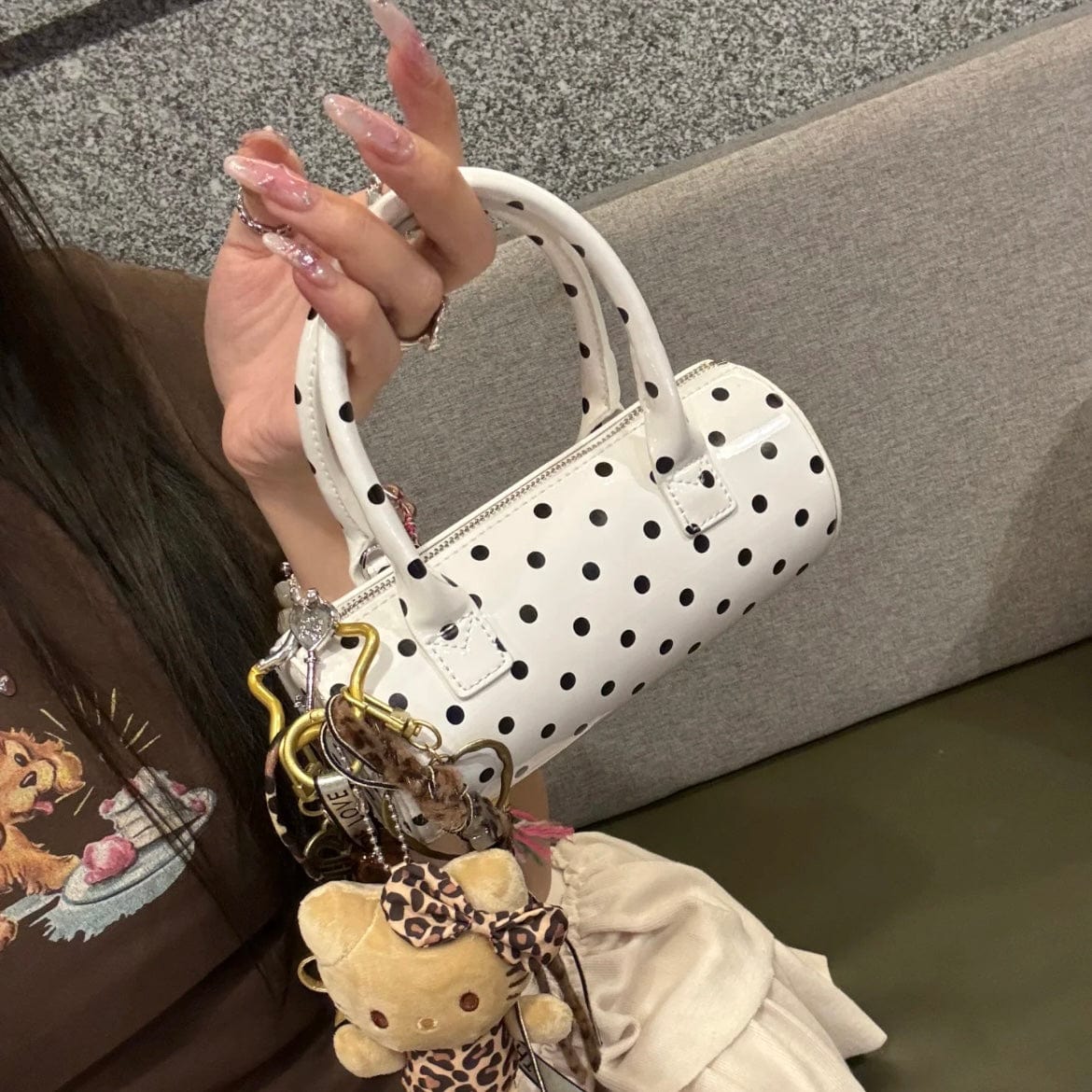 Chic Polka Dot Leather Crossbody Tote Bag - ArtGalleryZen