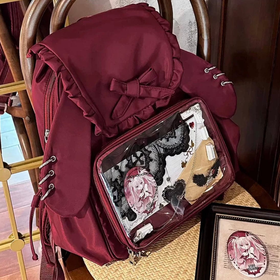 Chic Rabbit Ears Transparent Display Backpack Bag