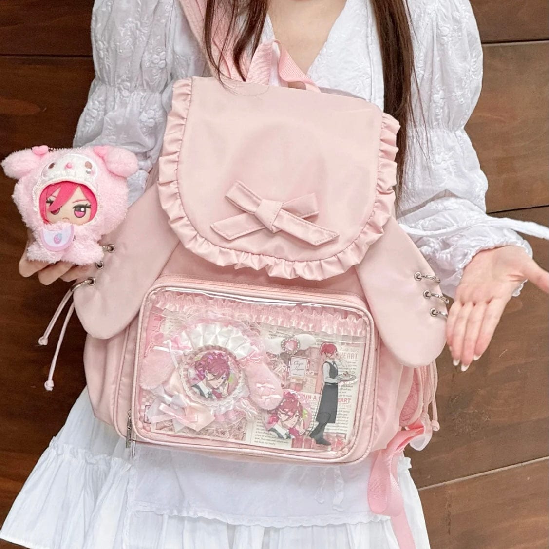 Chic Rabbit Ears Transparent Display Backpack Bag