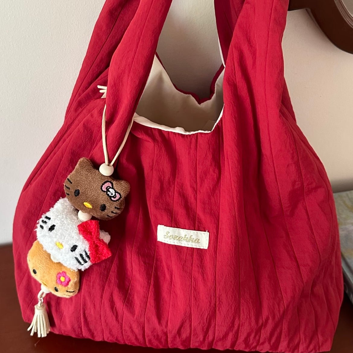 Chic Red Stripe Casual Shoulder Tote Bag - ArtGalleryZen