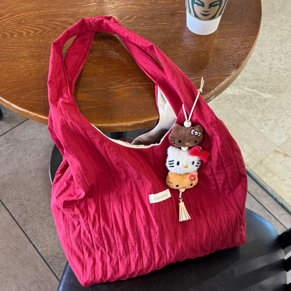 Chic Red Stripe Casual Shoulder Tote Bag - ArtGalleryZen