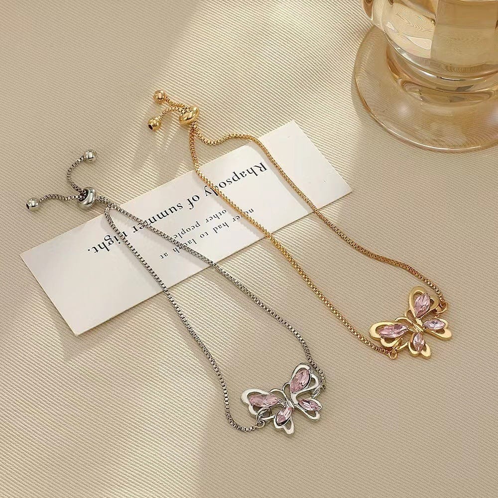 Chic Rhinestone Butterfly Bracelet - ArtGalleryZen